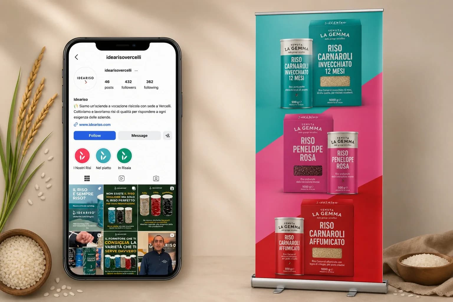 Ideariso — gestione social e materiali fiera